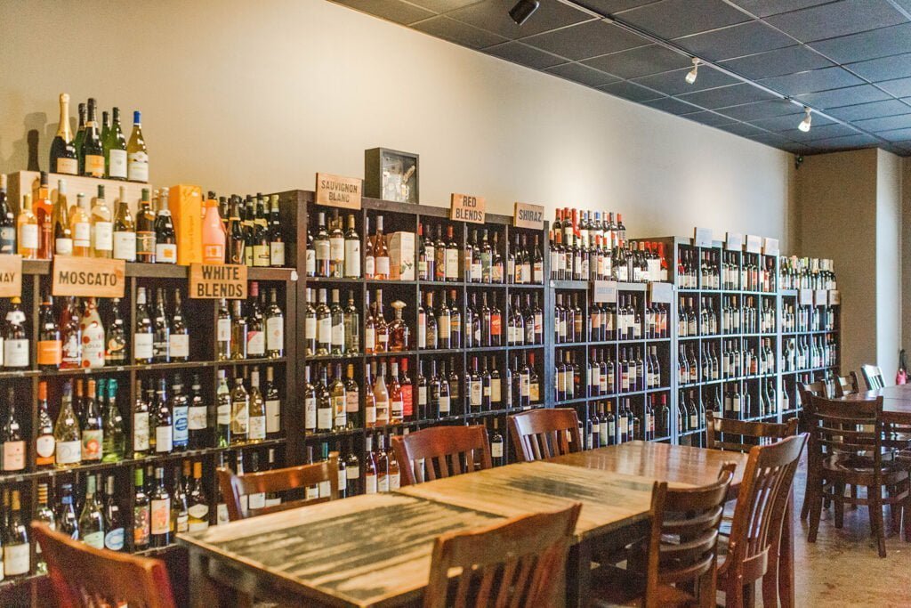 The Stem & Stein offers customers several options. First, they offer customers a dine-in opportunity, complete with lengthy wine and beer menus as well as appetizer selections and a short dinner menu (think paninis, pizzas, and salads!)