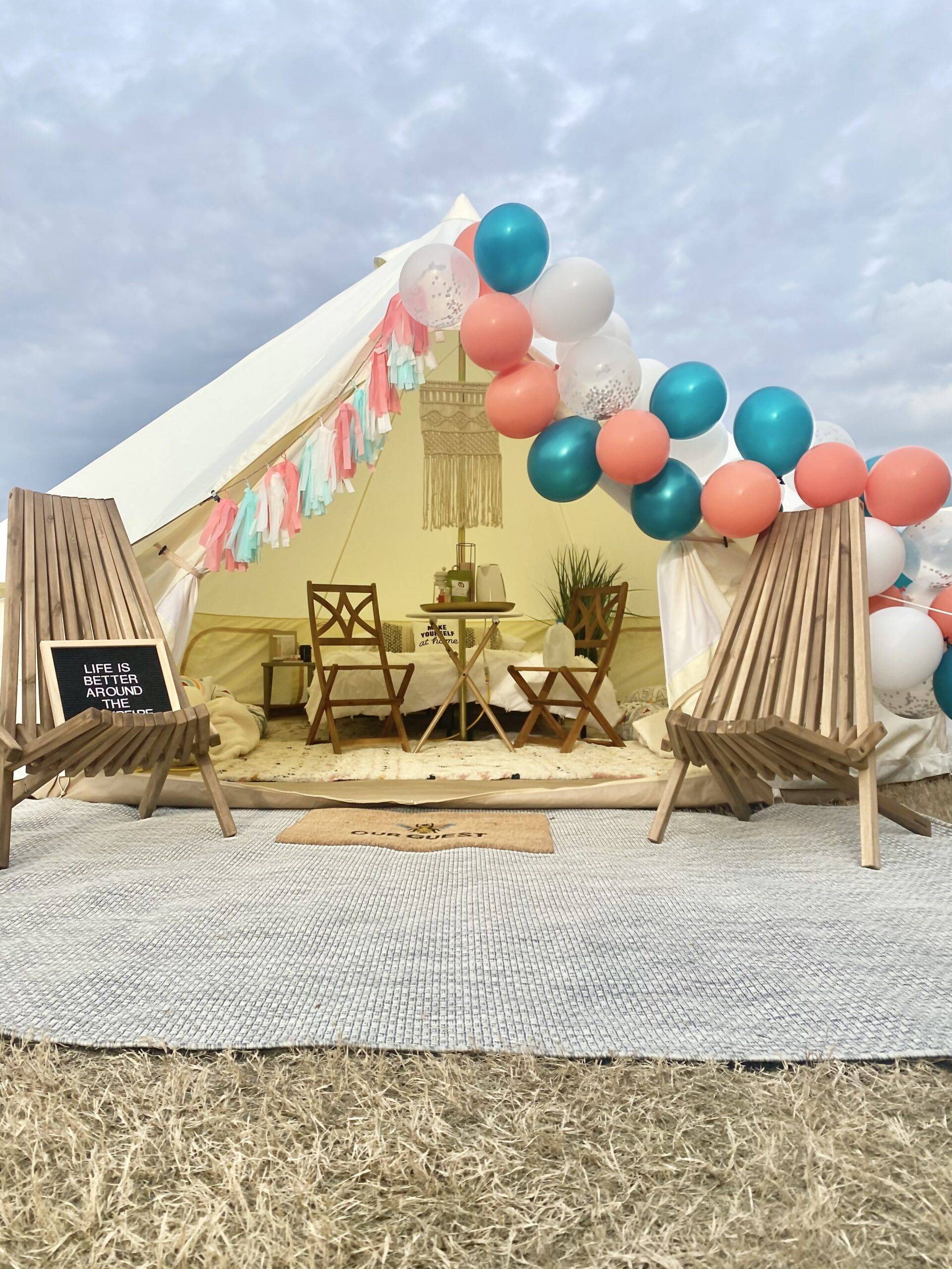 All About Wild Honey Tent Co | Glamping in Madison, Alabama |In addition to the fantastic tent set-up, they also set up a wonderful fire pit area, complete with comfortable chairs, firewood, a s'mores kit, a fire extinguisher, a lighter, and more.