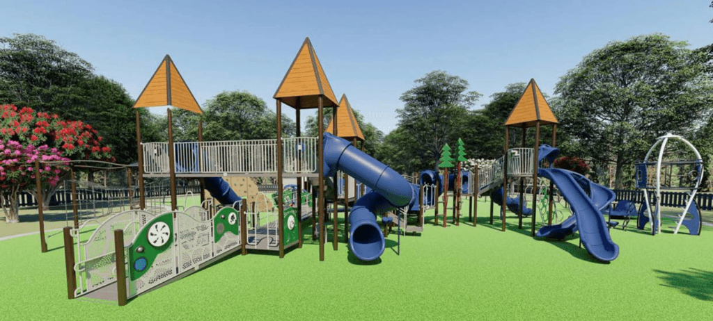 Madison, Alabama | Kid's Kingdom Renovation | Early concepts on the playground include sensory elements, face-to-face swings, a car or rover that allows for wheelchair access (but is fun for all), wide stairways and low angles, as well as many elements for those that have various mobility impairments.