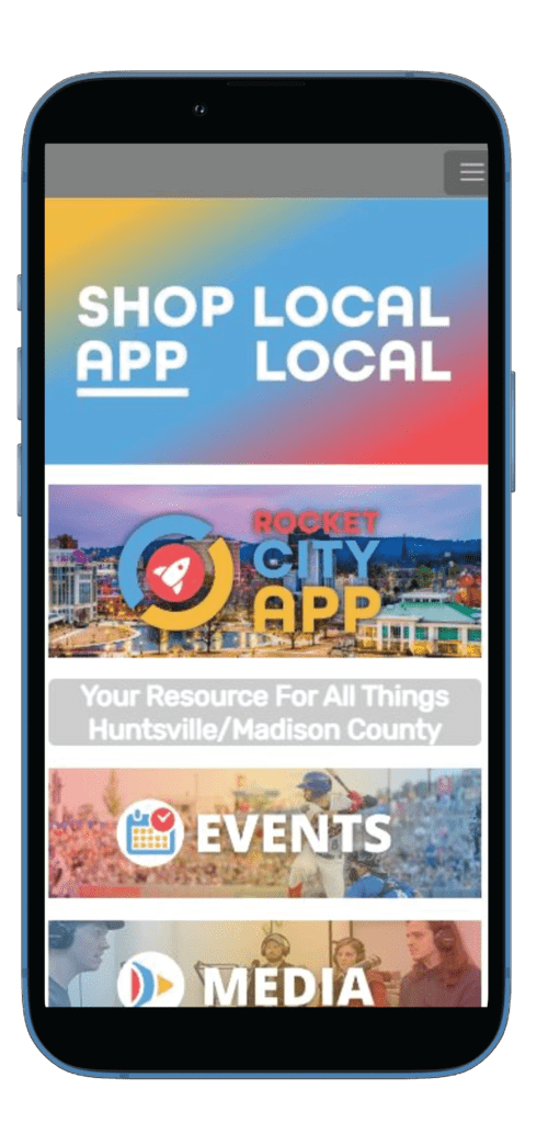 Rocket City App | An App for North Alabama | It's 100% free, and all the user has to do to find restaurant ideas, restaurant menus, local events, vibrant communities, live music, and more is open the app and click around. 