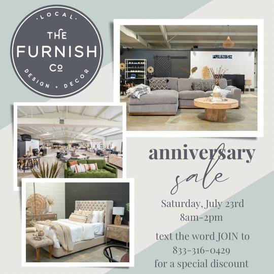 All Things Madison | A One of a Kind Anniversary Celebration (and a Deep Discount!) on July 23rd at The Furnish Co