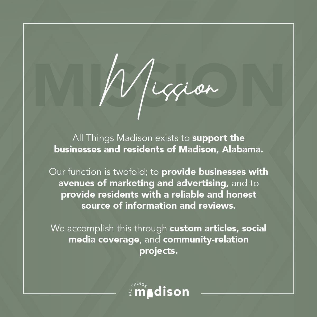 All Things Madison | The Mission, Vision, and Values of All Things Madison